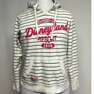 Disney Parks Disneyland Resort Striped Hoodie Women Large Pink Chenille 1955 L